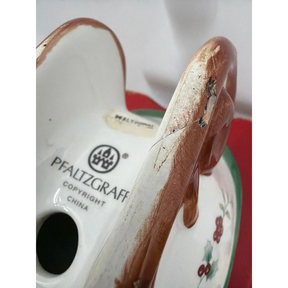 Pfaltzgraff Winterberry Ceramic Sleigh Soap Dish Christmas Holiday Decor 7 Inch